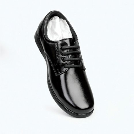 Kids Black School Shoes High Gloss Synthetic Lace Up Footwear Manufacturers, Suppliers, Exporters in Kolhapur