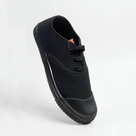Comfortable Black School Shoes Lace Up Canvas Synthetic Footwear Manufacturers, Suppliers, Exporters in Vapi