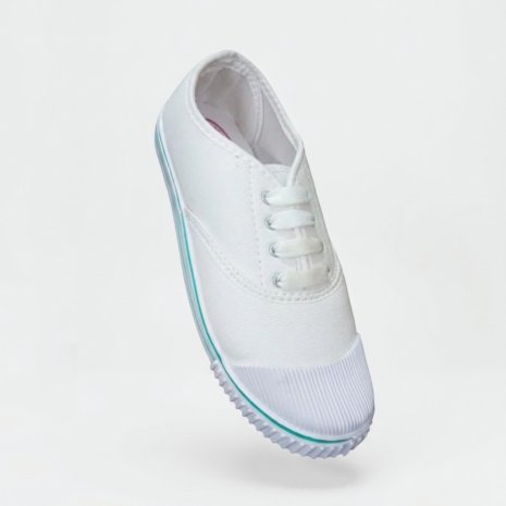 White Synthetic Canvas School Shoes Lace Up Durable Uniform Footwear Manufacturers, Suppliers, Exporters in Vapi